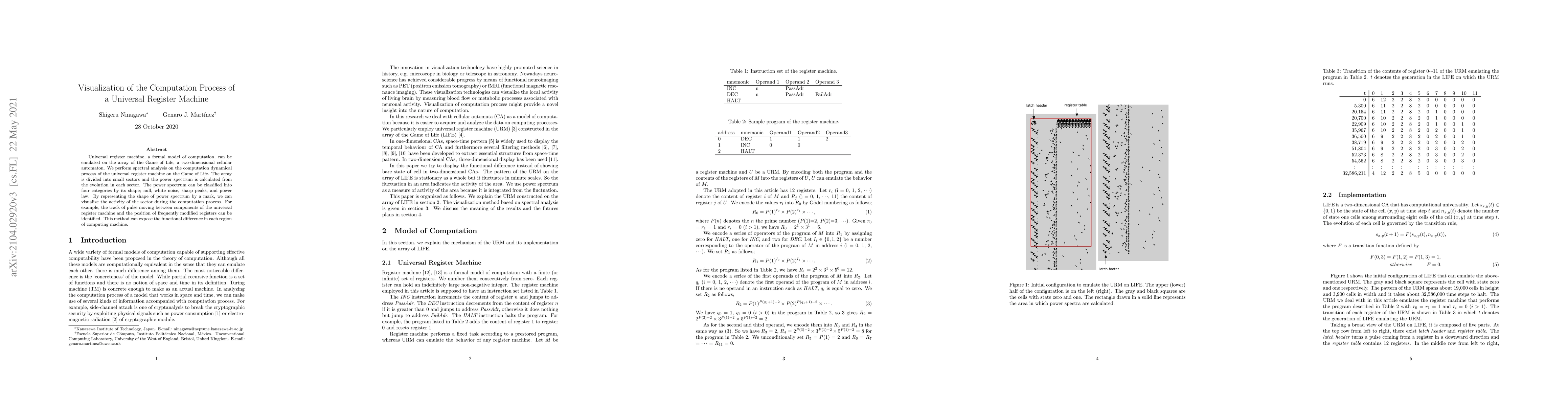 Thumbnail for Visualization of the Computation Process of a Universal Register Machine