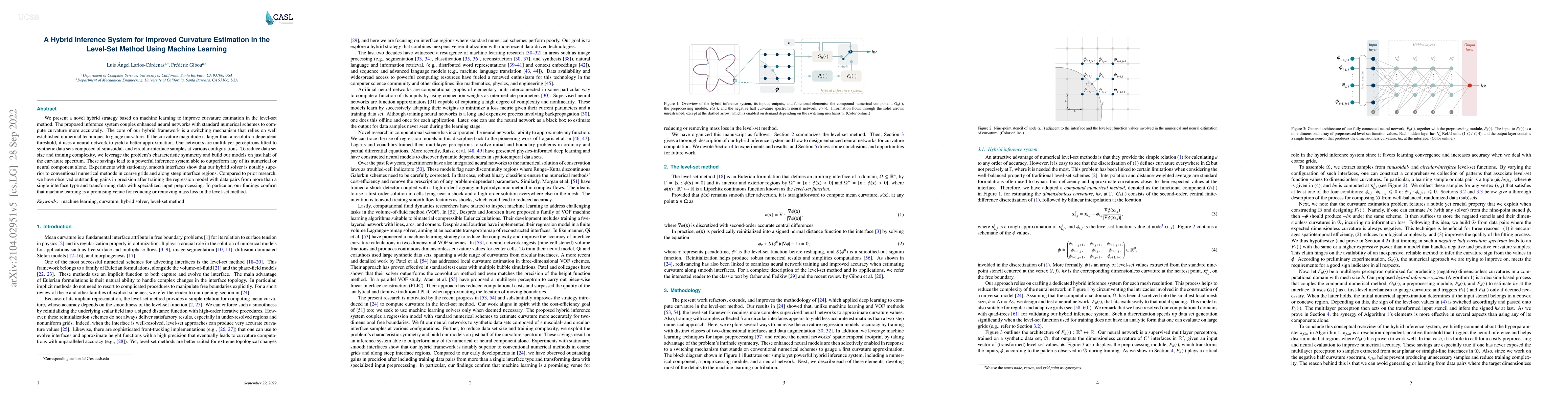 Thumbnail for A hybrid inference system for improved curvature estimation in the
  level-set method using machine learning