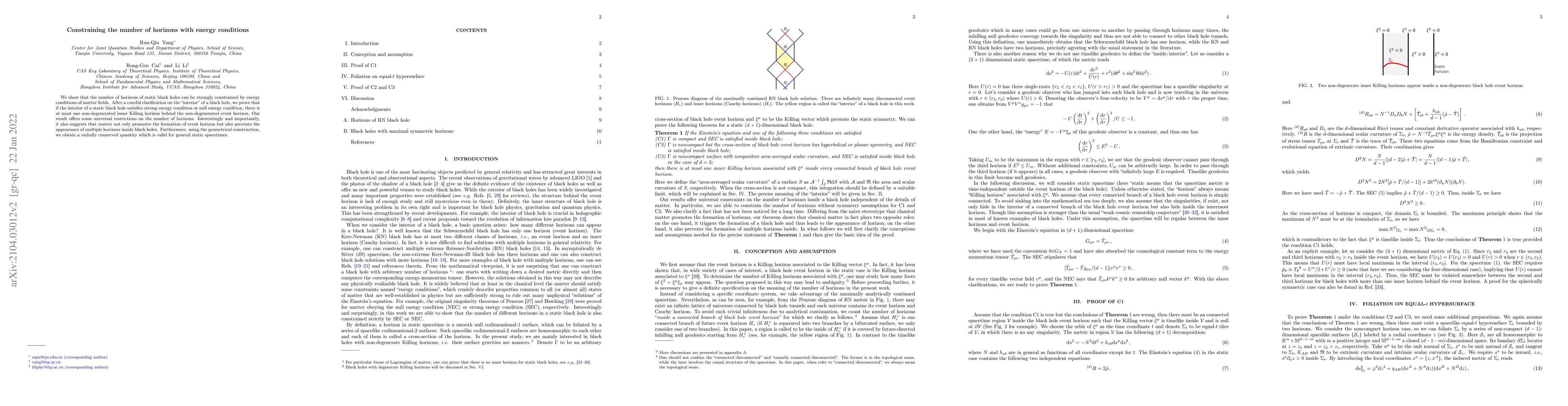 Thumbnail for Constraining the number of horizons with energy conditions