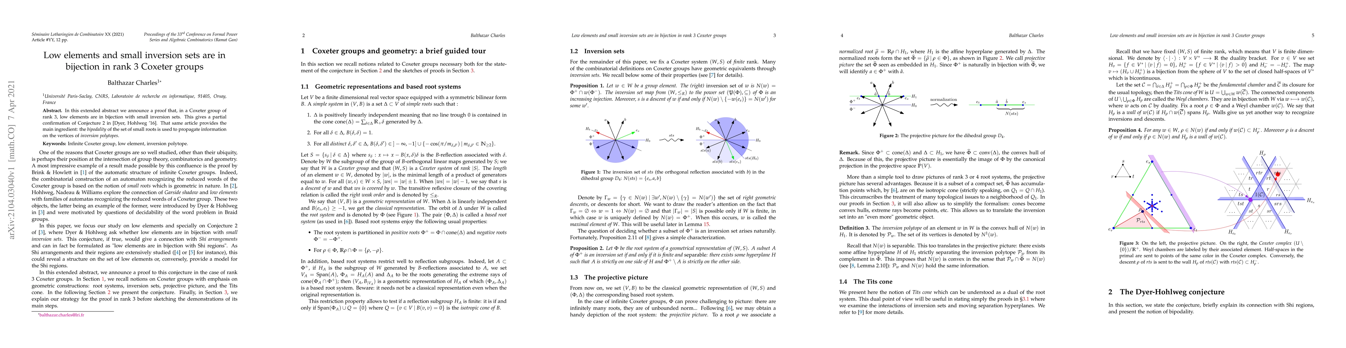 Thumbnail for Low elements and small inversion sets are in bijection in rank 3 Coxeter
  groups