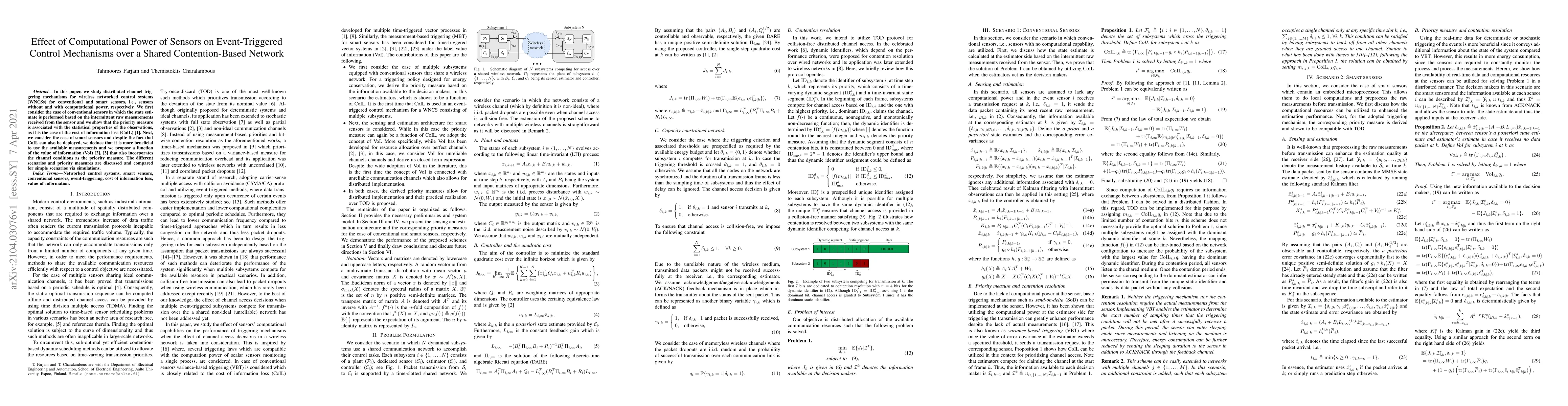 Thumbnail for Effect of Computational Power of Sensors on Event-Triggered Control
  Mechanisms over a Shared Contention-Based Network