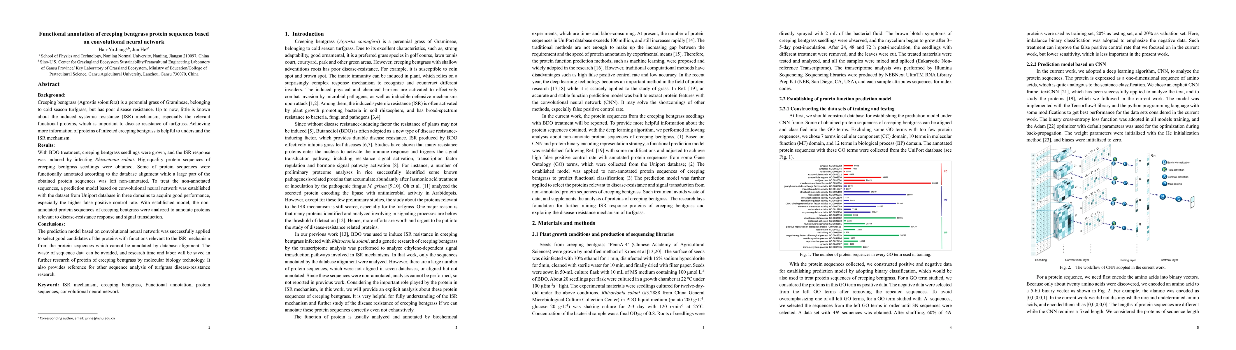 Thumbnail for Functional annotation of creeping bentgrass protein sequences based on
  convolutional neural network