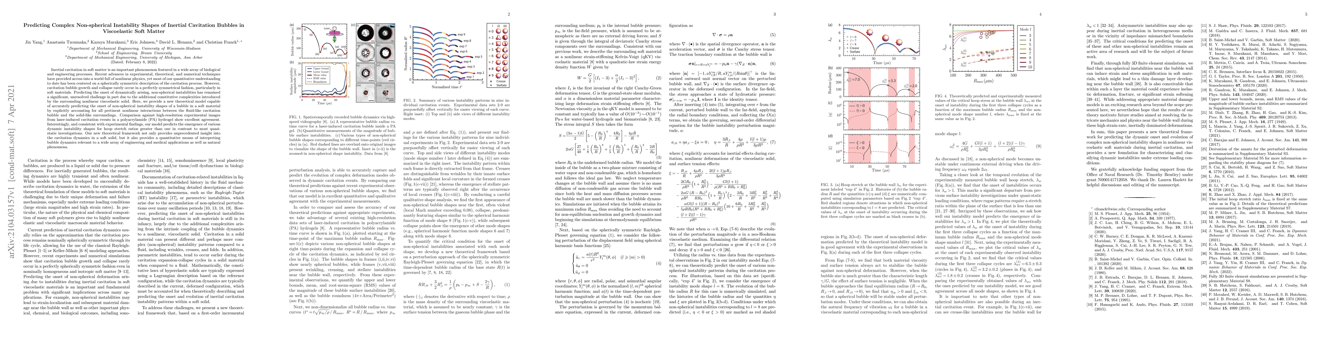 Thumbnail for Predicting Complex Non-spherical Instability Shapes of Inertial
  Cavitation Bubbles in Viscoelastic Soft Matter