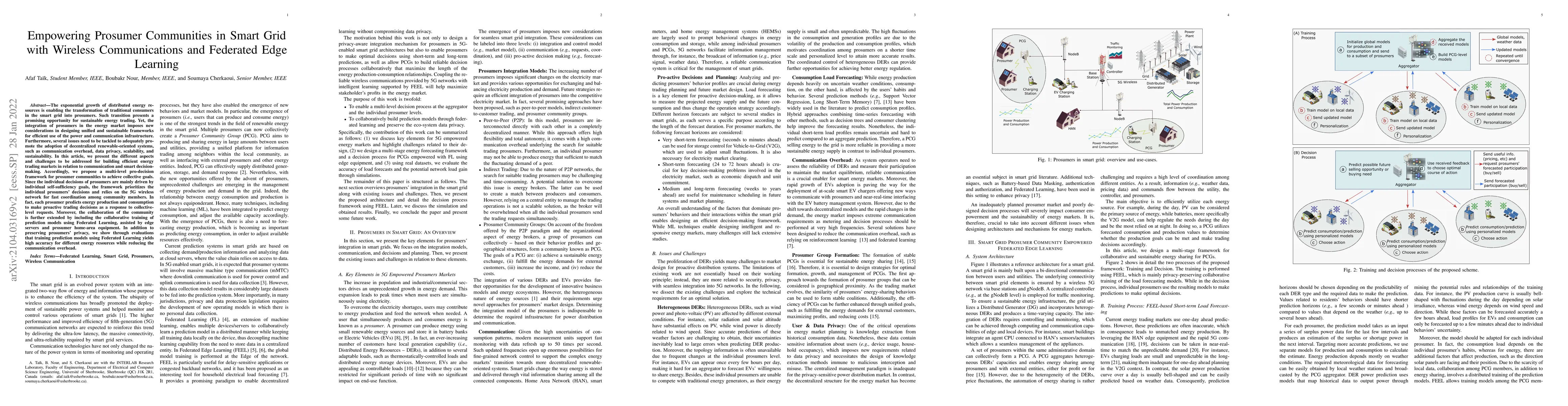 Thumbnail for Empowering Prosumer Communities in Smart Grid with Wireless
  Communications and Federated Edge Learning