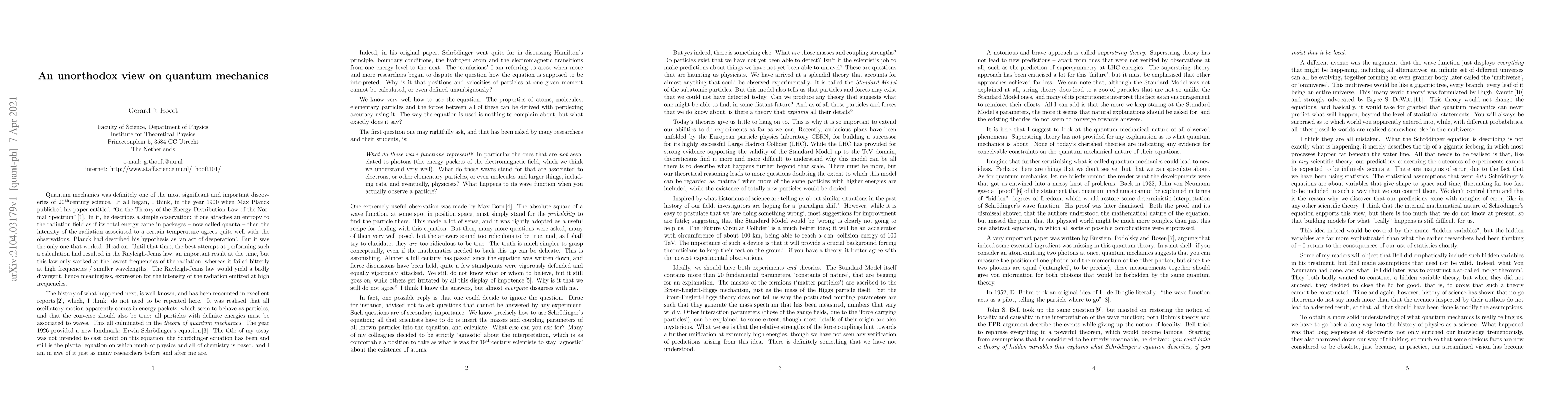Thumbnail for An unorthodox view on quantum mechanics