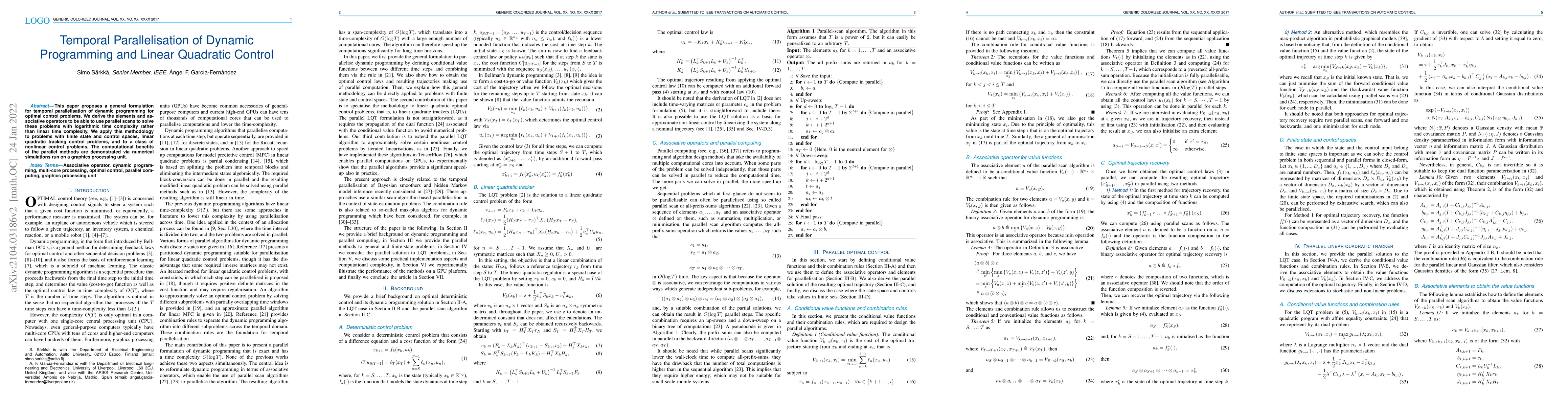 Thumbnail for Temporal Parallelisation of Dynamic Programming and Linear Quadratic
  Control