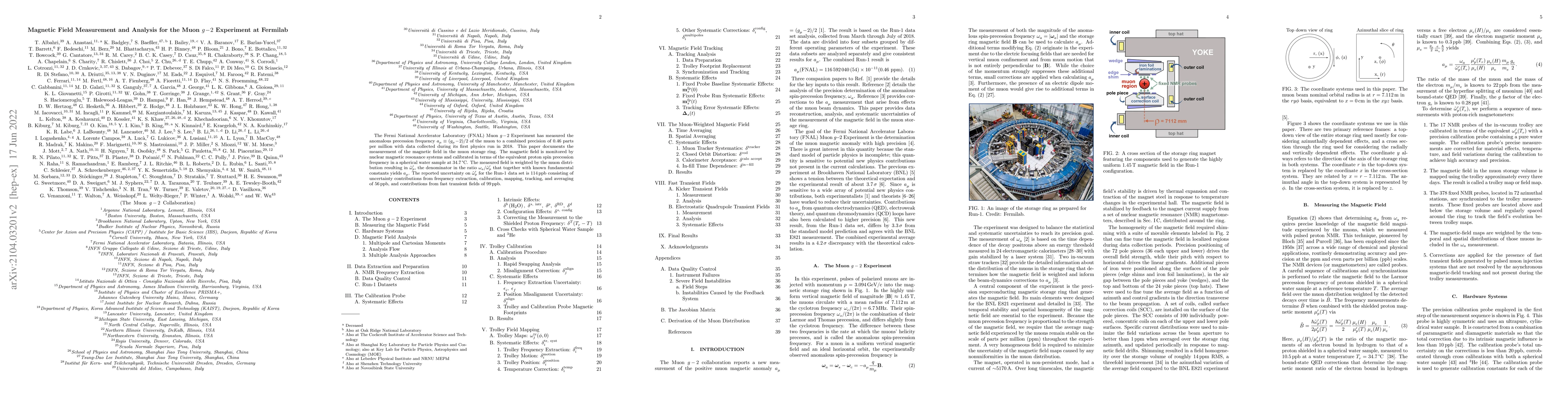 Thumbnail for Magnetic Field Measurement and Analysis for the Muon g-2 Experiment at
  Fermilab