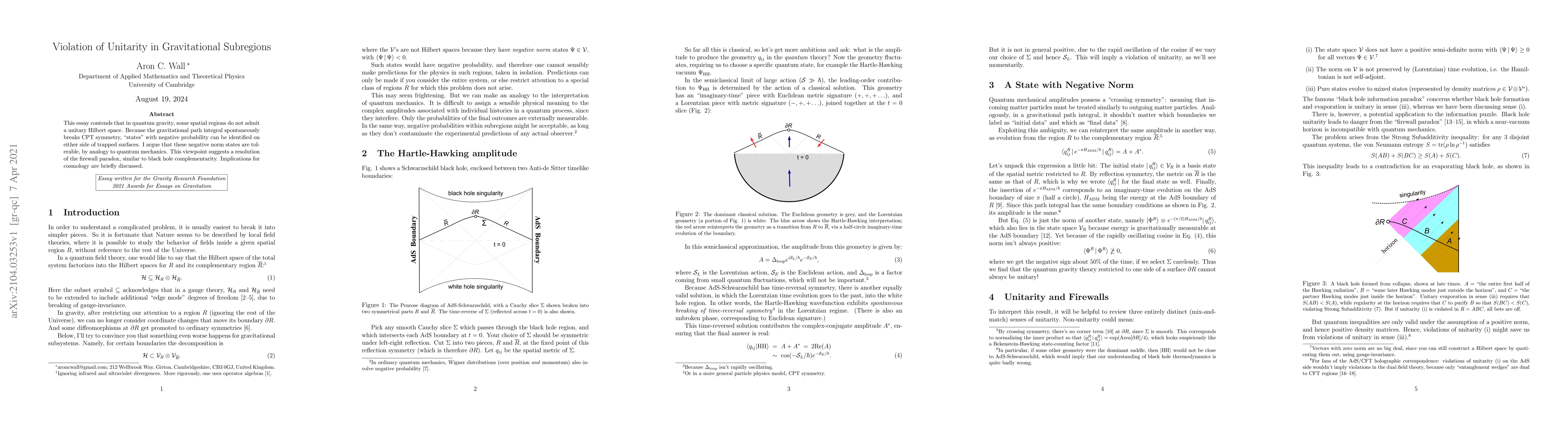 Thumbnail for Violation of Unitarity in Gravitational Subregions