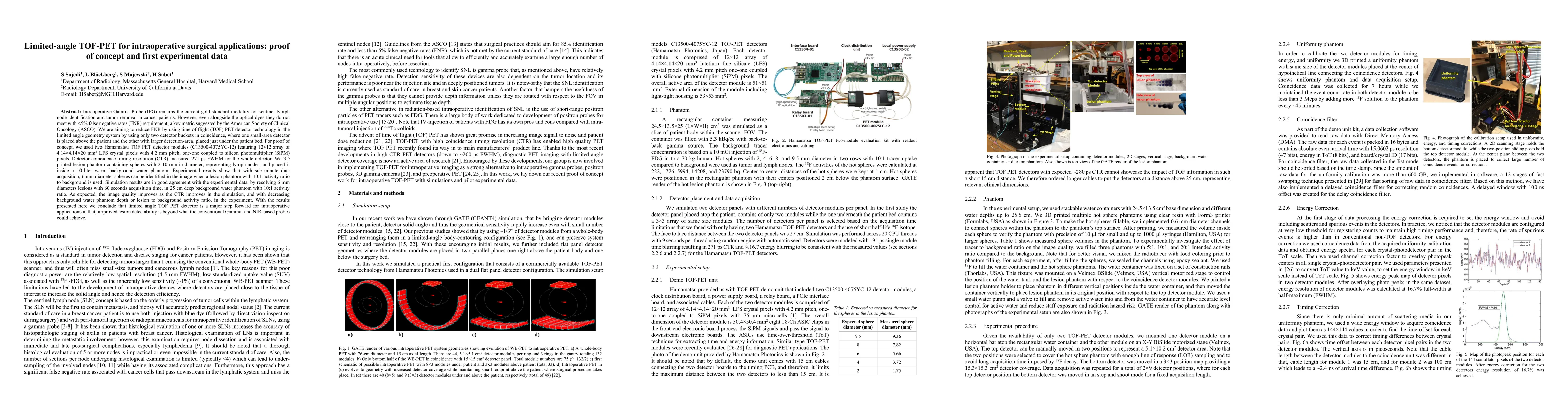 Thumbnail for Limited-angle TOF-PET for intraoperative surgical applications: proof of
  concept and first experimental data