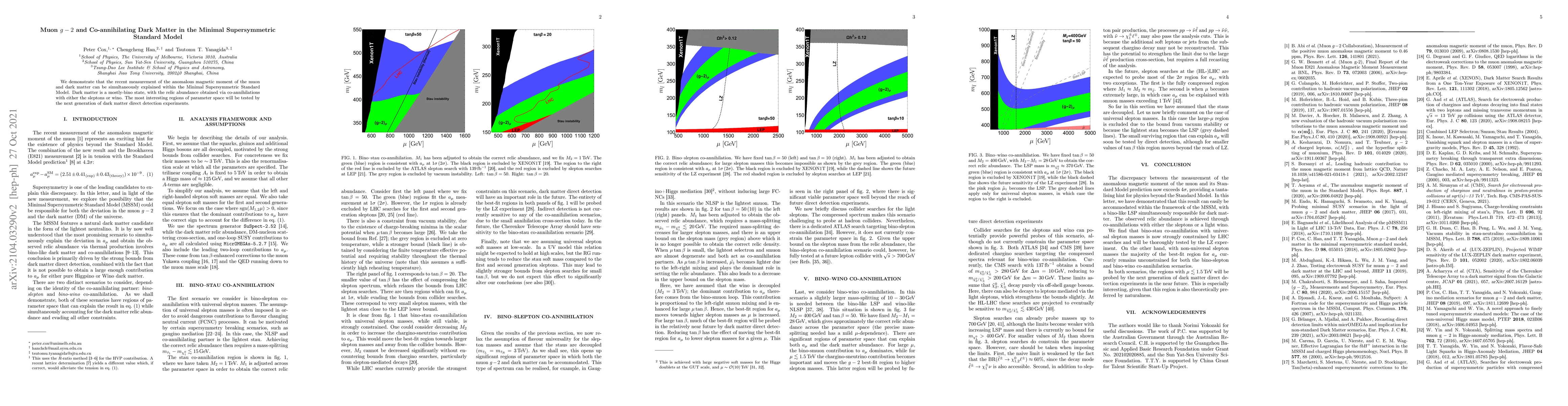 Thumbnail for Muon $g-2$ and Co-annihilating Dark Matter in the MSSM