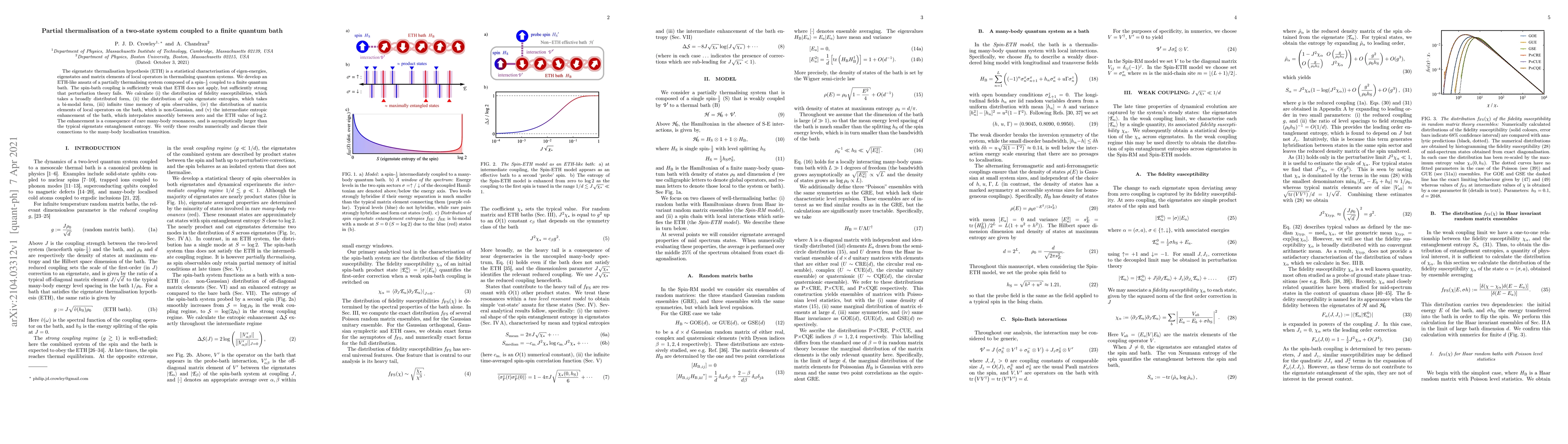 Thumbnail for Partial thermalisation of a two-state system coupled to a finite quantum
  bath