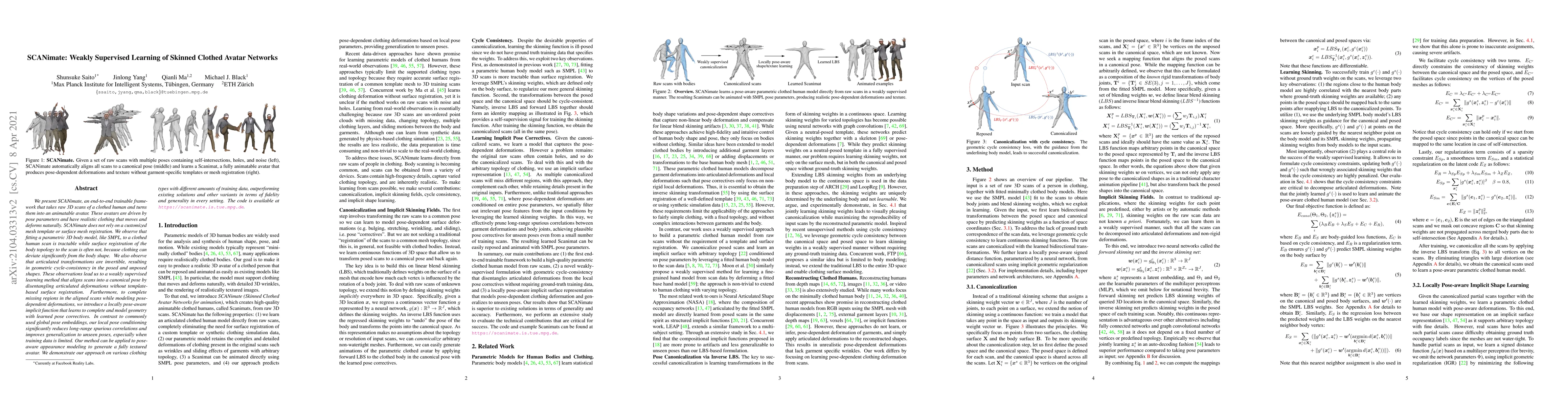 Thumbnail for SCANimate: Weakly Supervised Learning of Skinned Clothed Avatar Networks