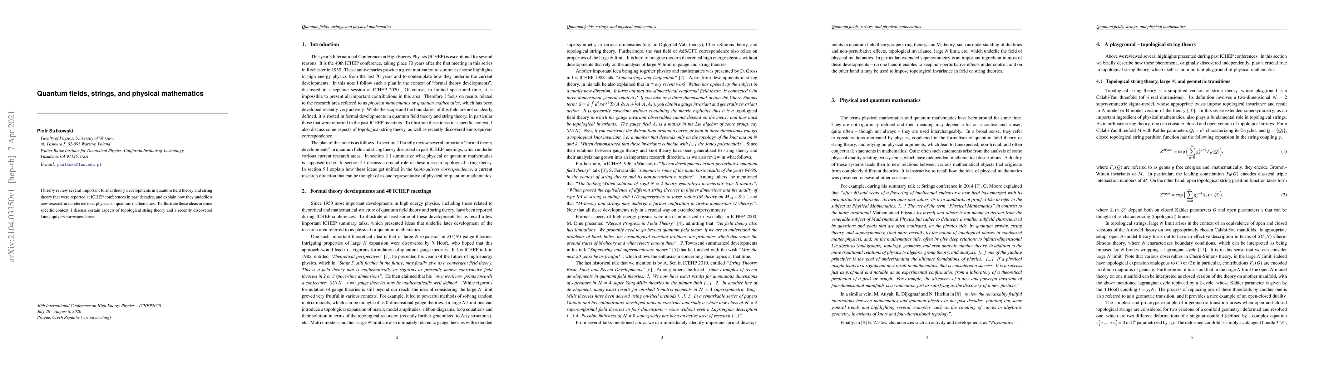 Thumbnail for Quantum fields, strings, and physical mathematics