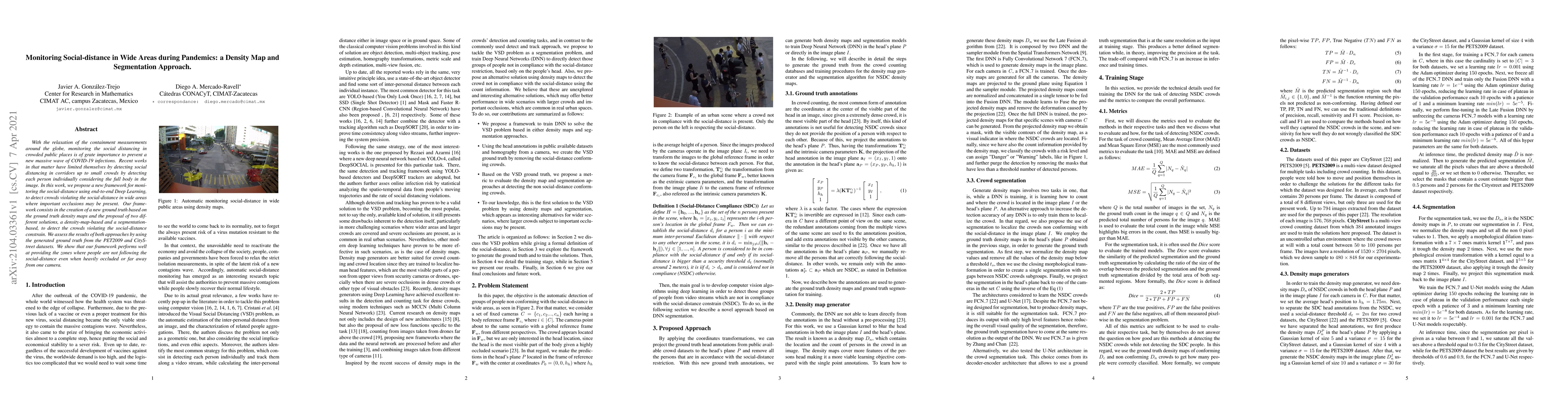 Thumbnail for Monitoring Social-distance in Wide Areas during Pandemics: a Density Map
  and Segmentation Approach