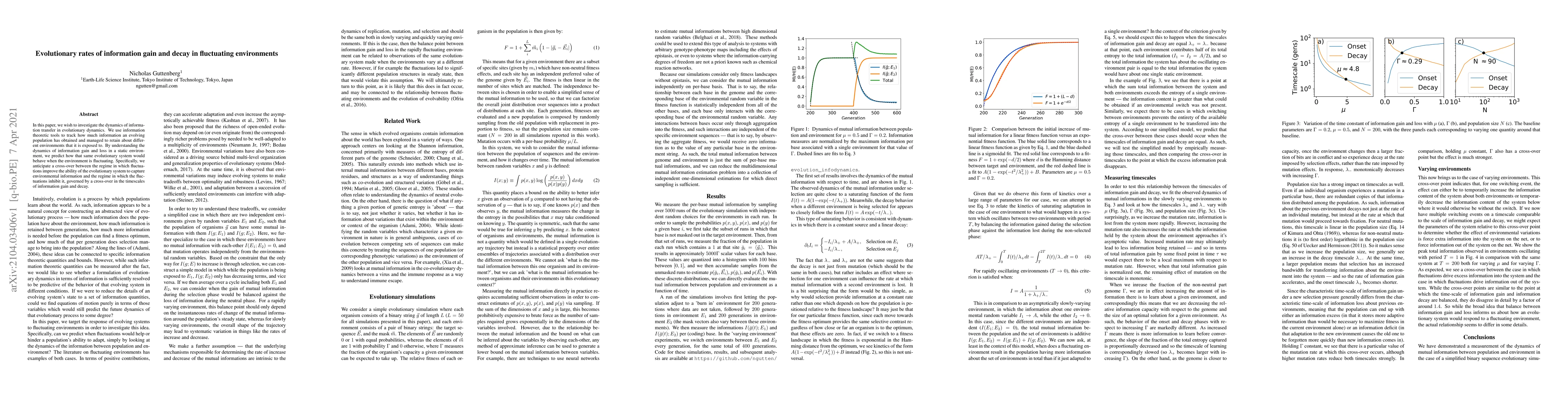 Thumbnail for Evolutionary rates of information gain and decay in fluctuating
  environments
