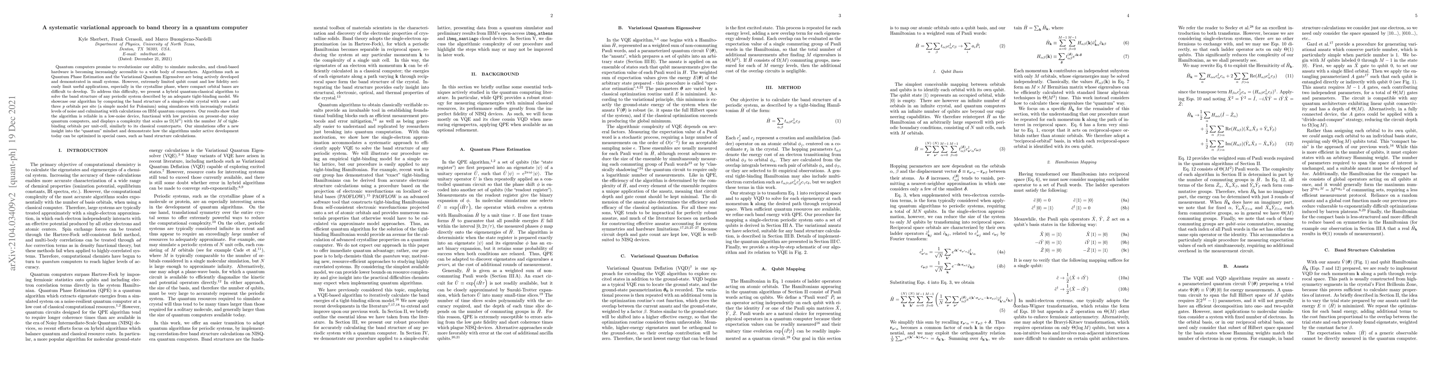 Thumbnail for A systematic variational approach to band theory in a quantum computer