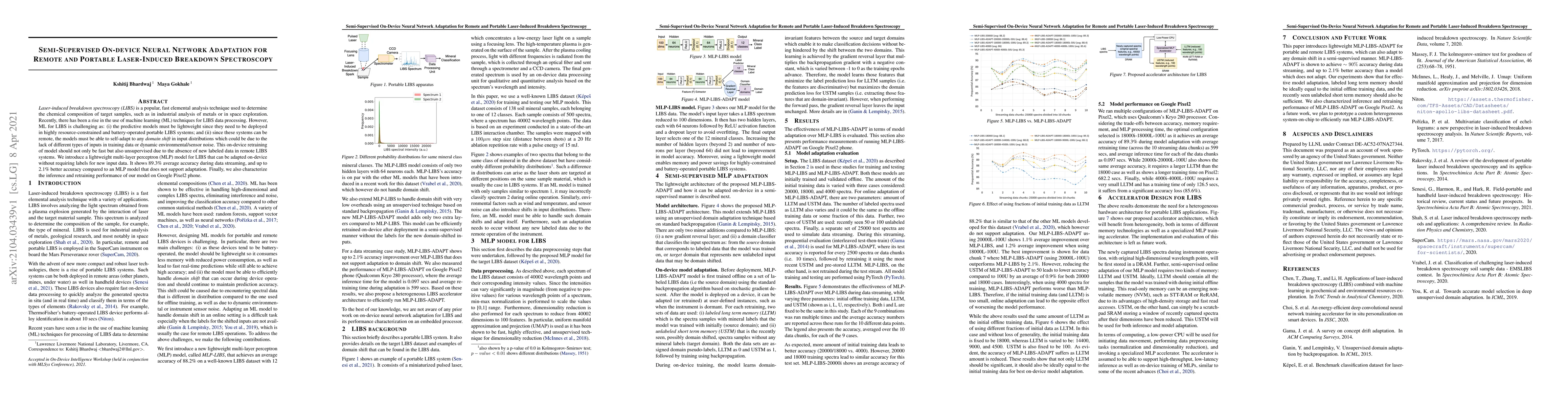 Thumbnail for Semi-supervised on-device neural network adaptation for remote and
  portable laser-induced breakdown spectroscopy