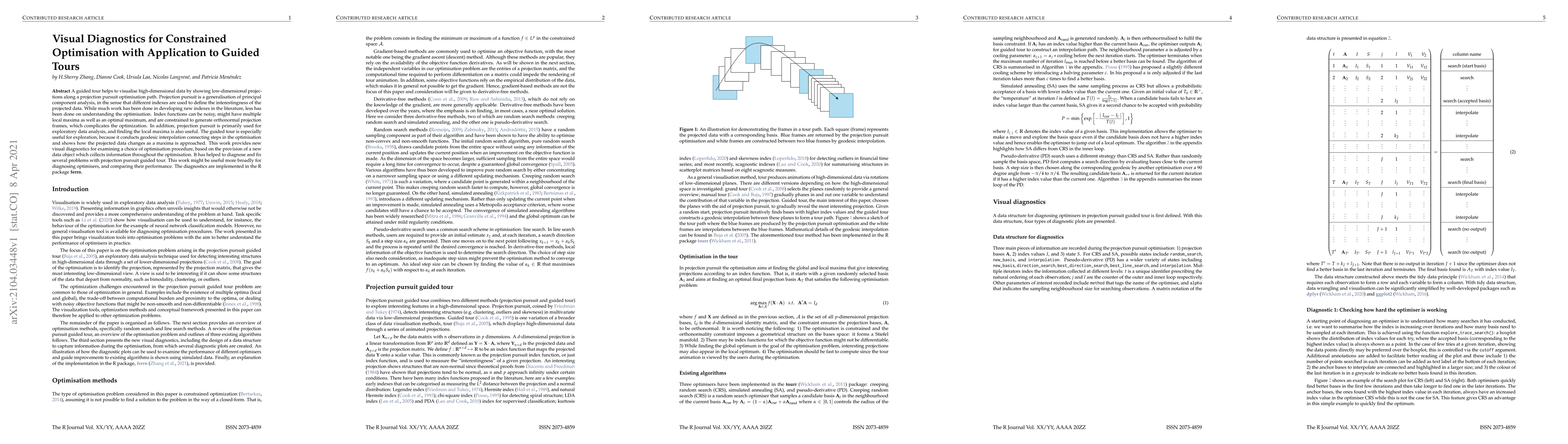 Thumbnail for Visual Diagnostics for Constrained Optimisation with Application to
  Guided Tours