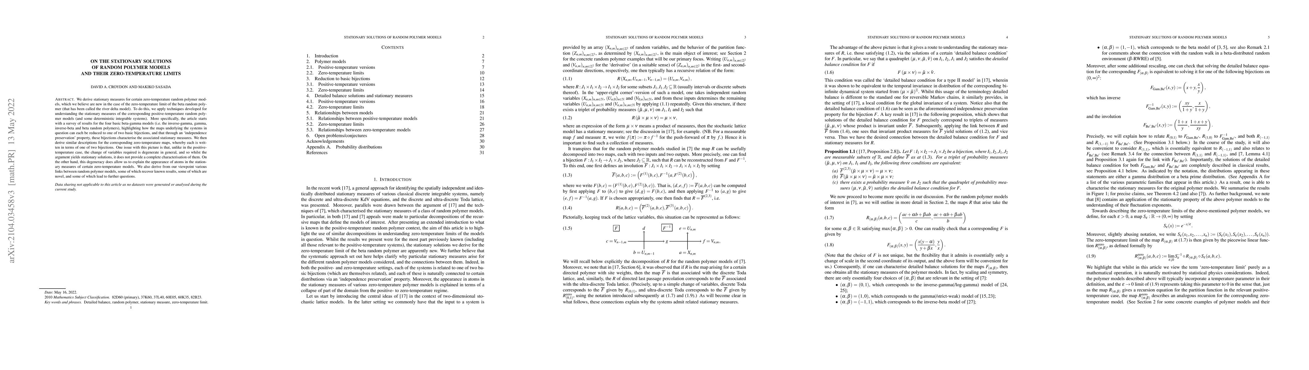 Thumbnail for On the stationary solutions of random polymer models and their
  zero-temperature limits