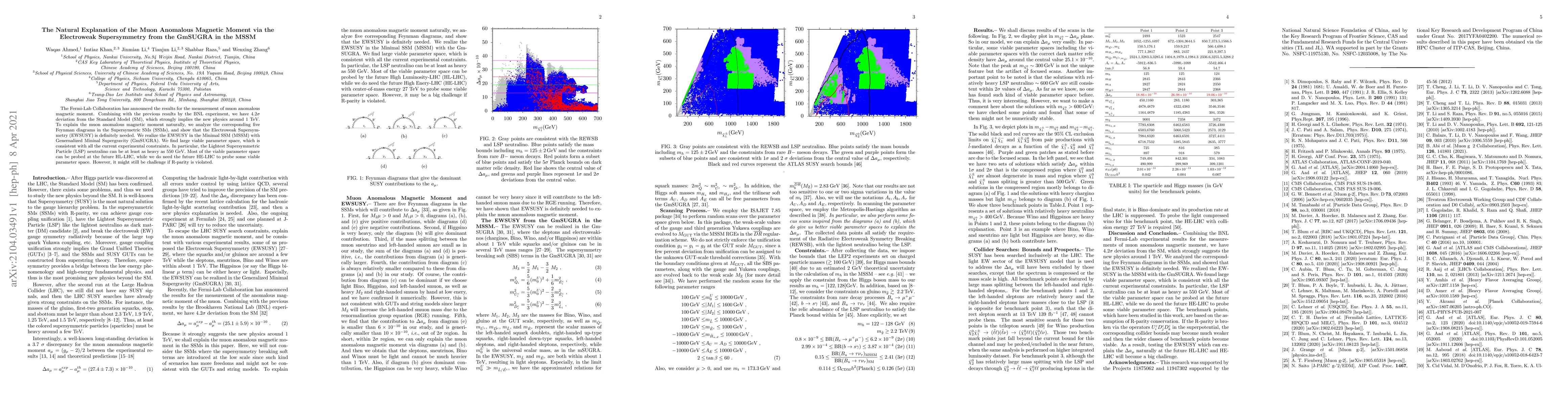 Thumbnail for The Natural Explanation of the Muon Anomalous Magnetic Moment via the
  Electroweak Supersymmetry from the GmSUGRA in the MSSM