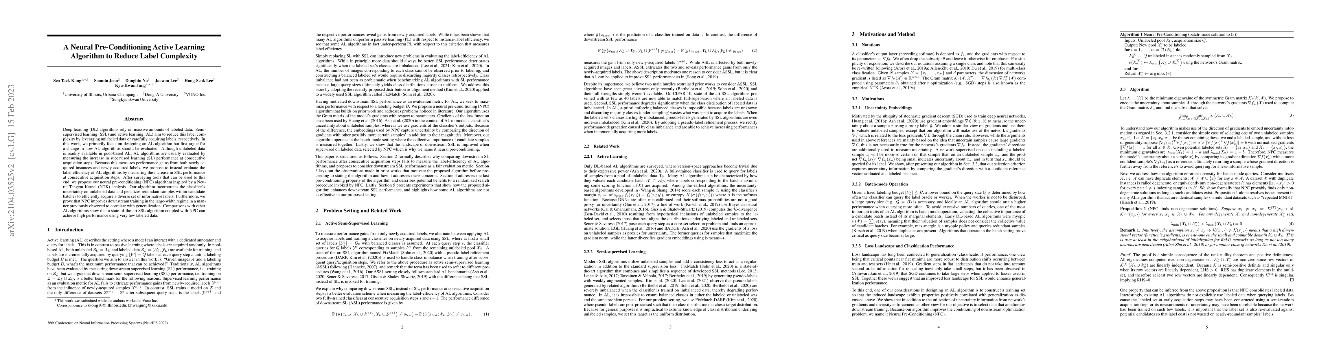 Thumbnail for A Neural Pre-Conditioning Active Learning Algorithm to Reduce Label
  Complexity