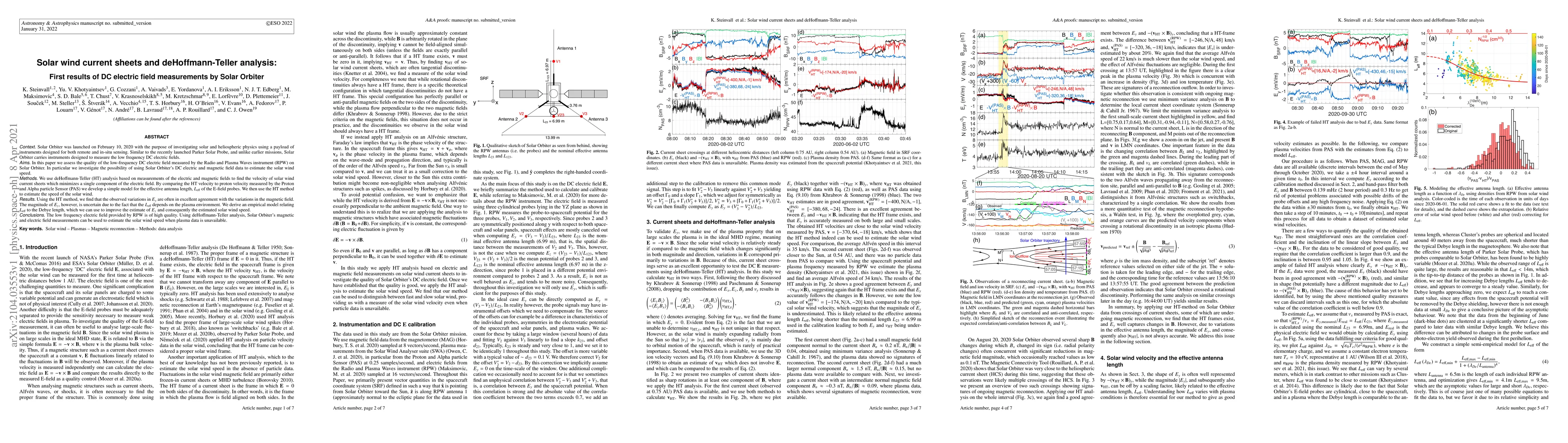 Thumbnail for Solar wind current sheets and deHoffmann-Teller analysis: First results
  of DC electric field measurements by Solar Orbiter