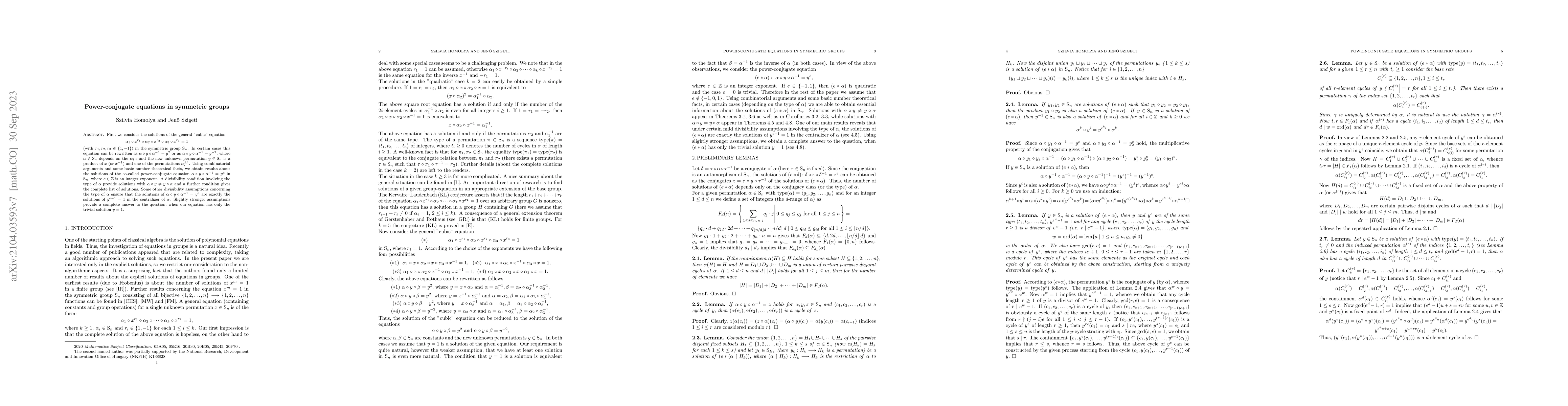 Thumbnail for Power-conjugate equations in symmetric groups