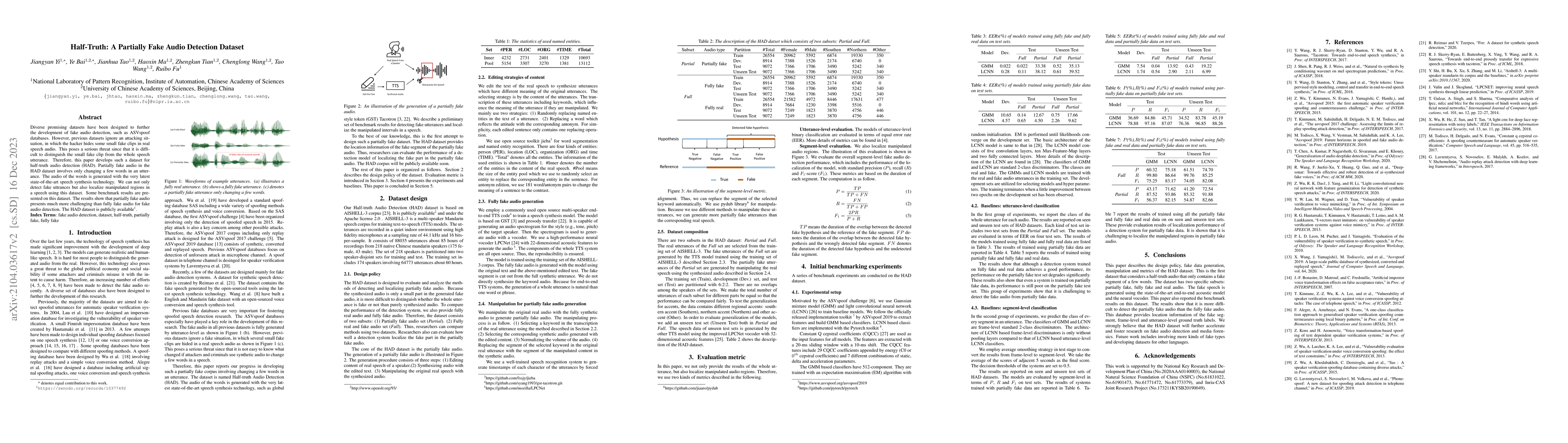 Thumbnail for Half-Truth: A Partially Fake Audio Detection Dataset