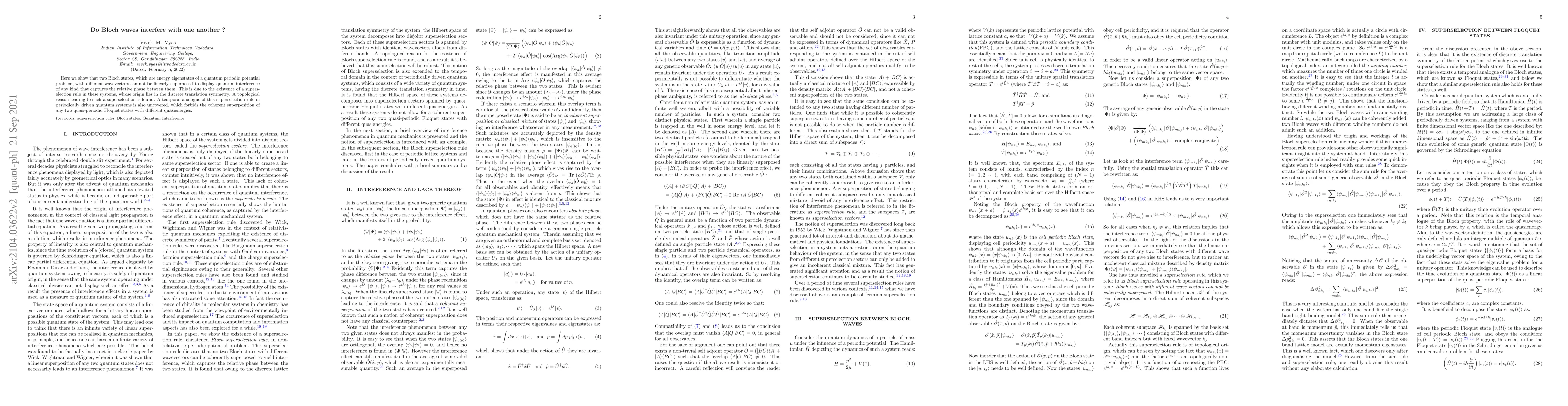 Thumbnail for Do Bloch waves interfere with one another ?