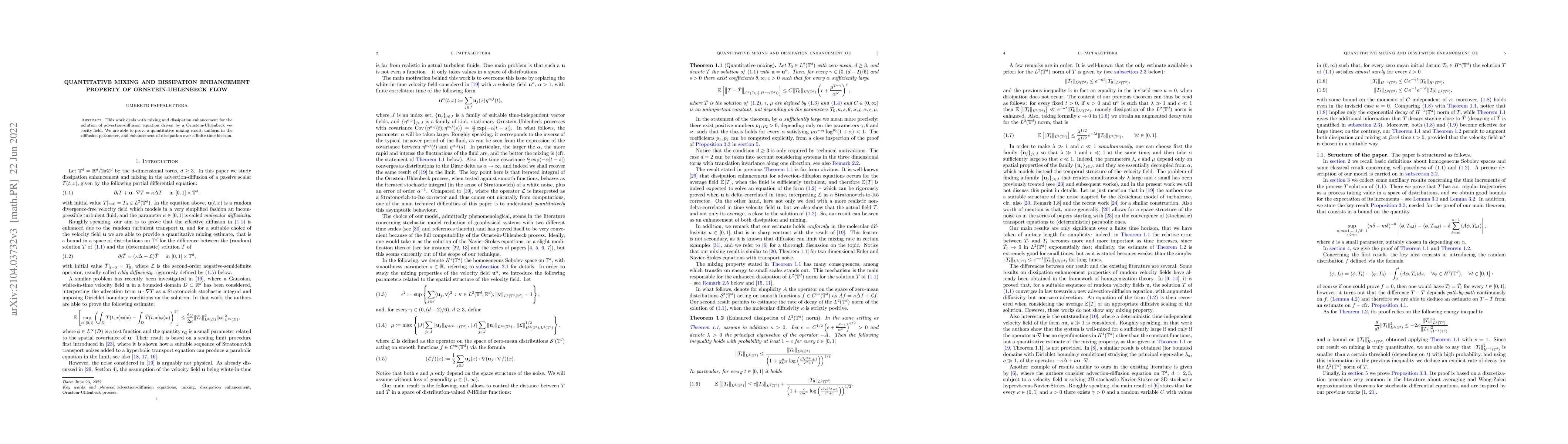 Thumbnail for Quantitative mixing and dissipation enhancement property of
  Ornstein-Uhlenbeck flow