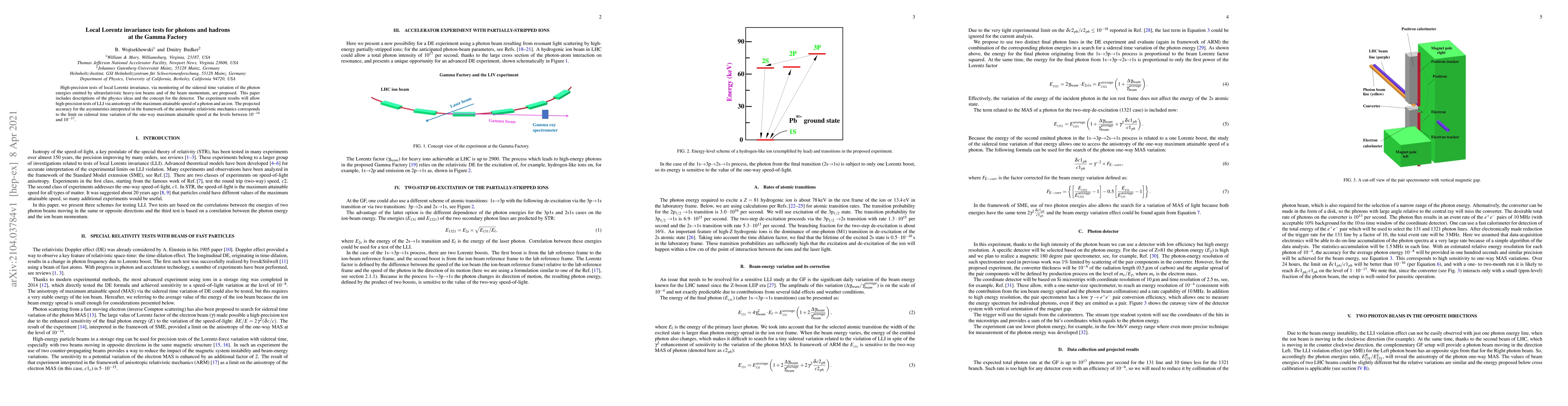 Thumbnail for Local Lorentz invariance tests for photons and hadrons at the Gamma
  Factory