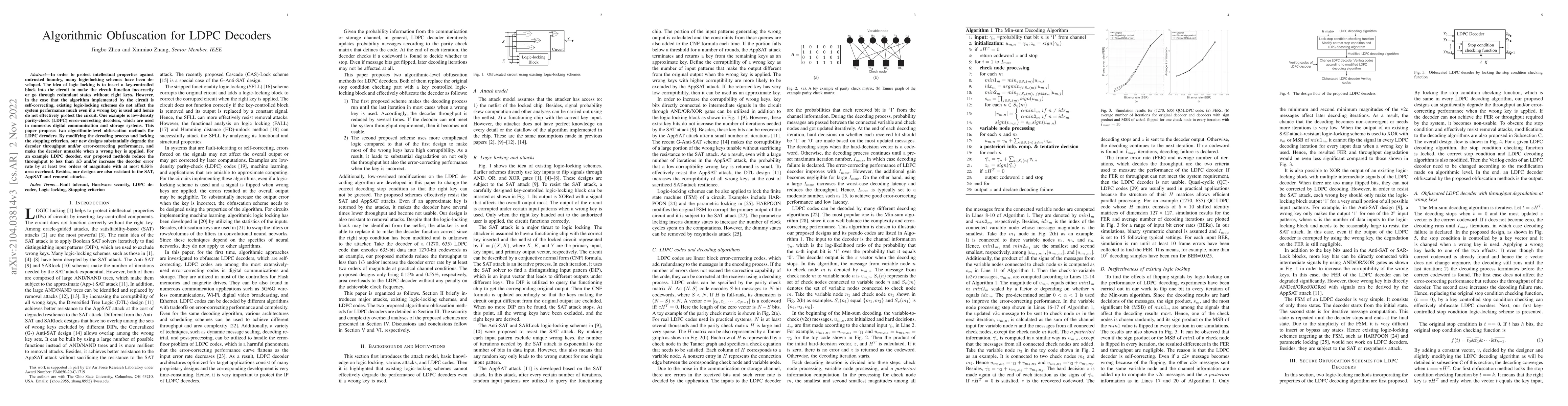 Thumbnail for Algorithmic Obfuscation for LDPC Decoders