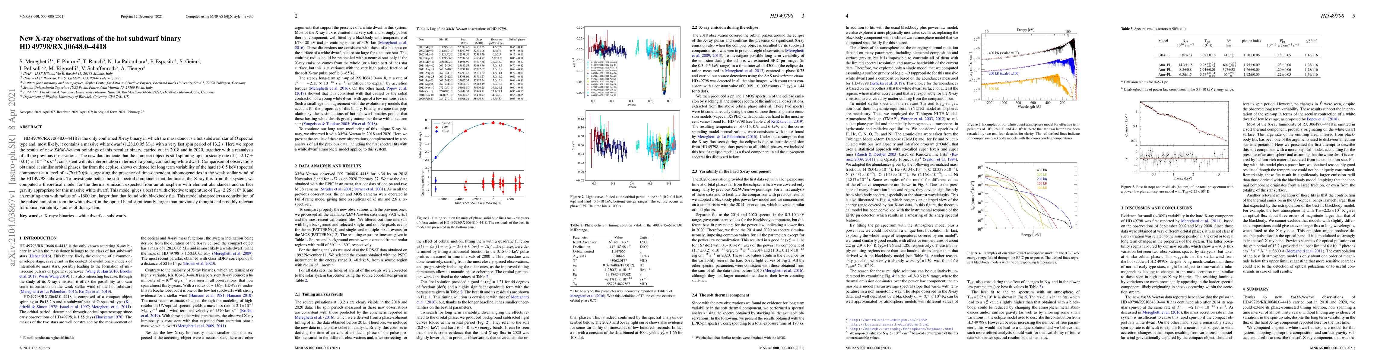 Thumbnail for New X-ray observations of the hot subdwarf binary HD49798 /
  RXJ0648.0-4418