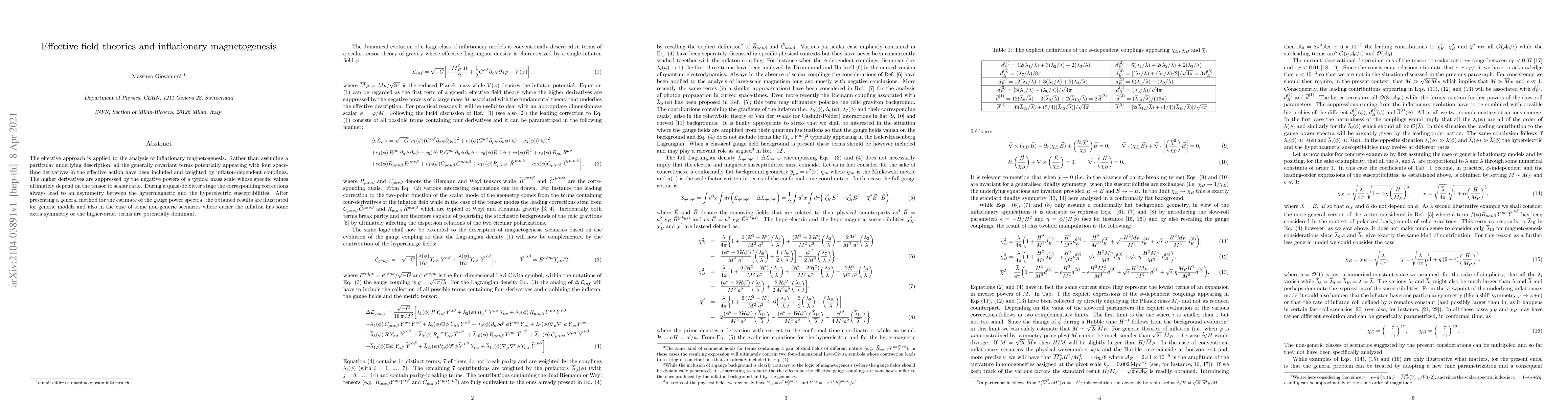 Thumbnail for Effective field theories and inflationary magnetogenesis