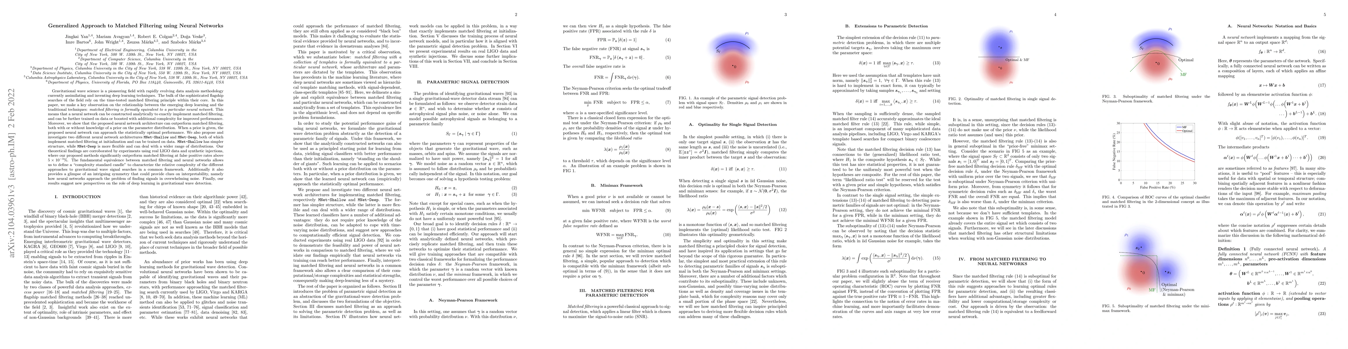 Thumbnail for Generalized Approach to Matched Filtering using Neural Networks