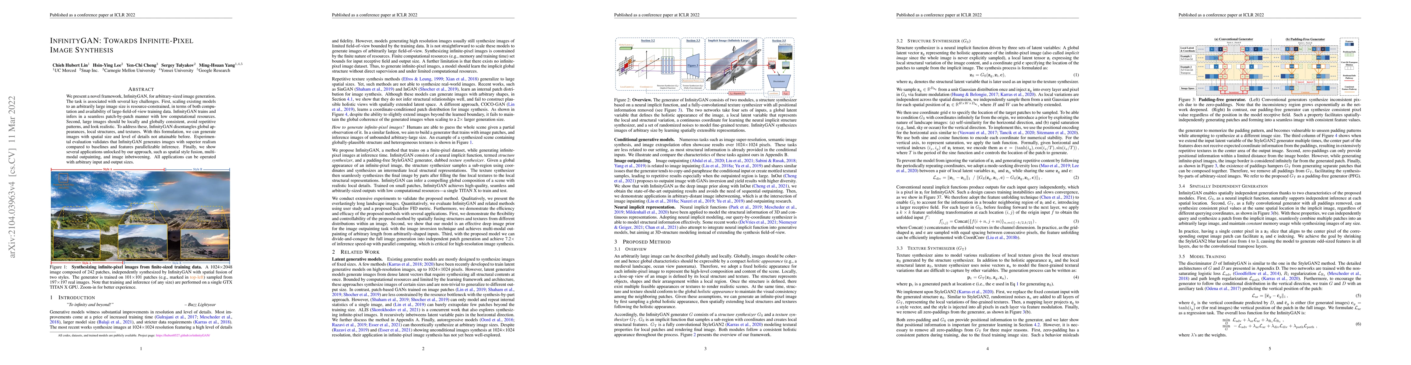 Thumbnail for InfinityGAN: Towards Infinite-Pixel Image Synthesis