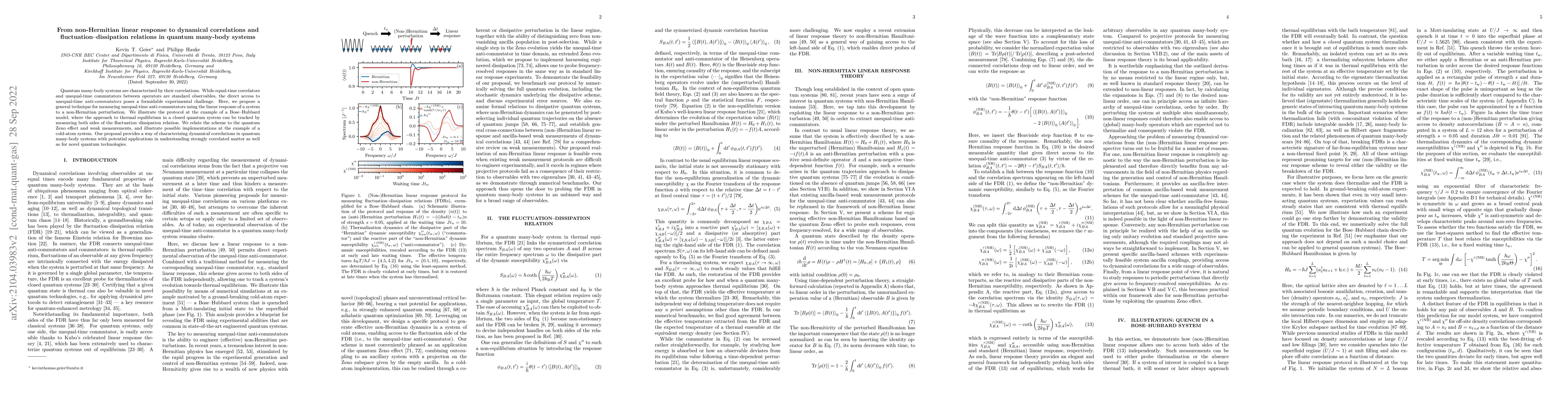 Thumbnail for From Non-Hermitian Linear Response to Dynamical Correlations and
  Fluctuation-Dissipation Relations in Quantum Many-Body Systems