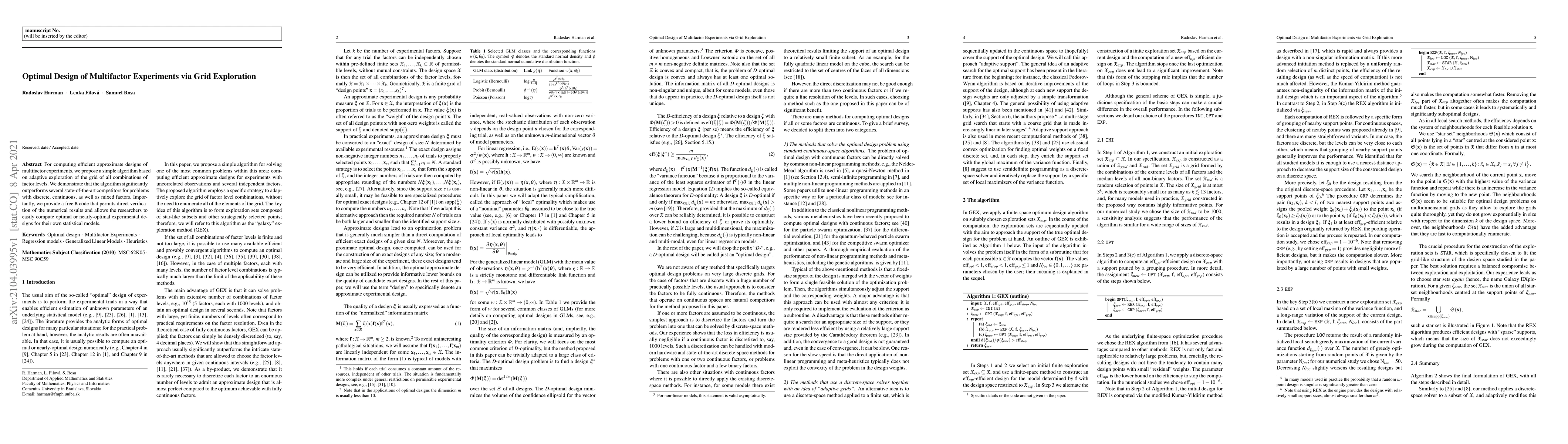 Thumbnail for Optimal Design of Multifactor Experiments via Grid Exploration