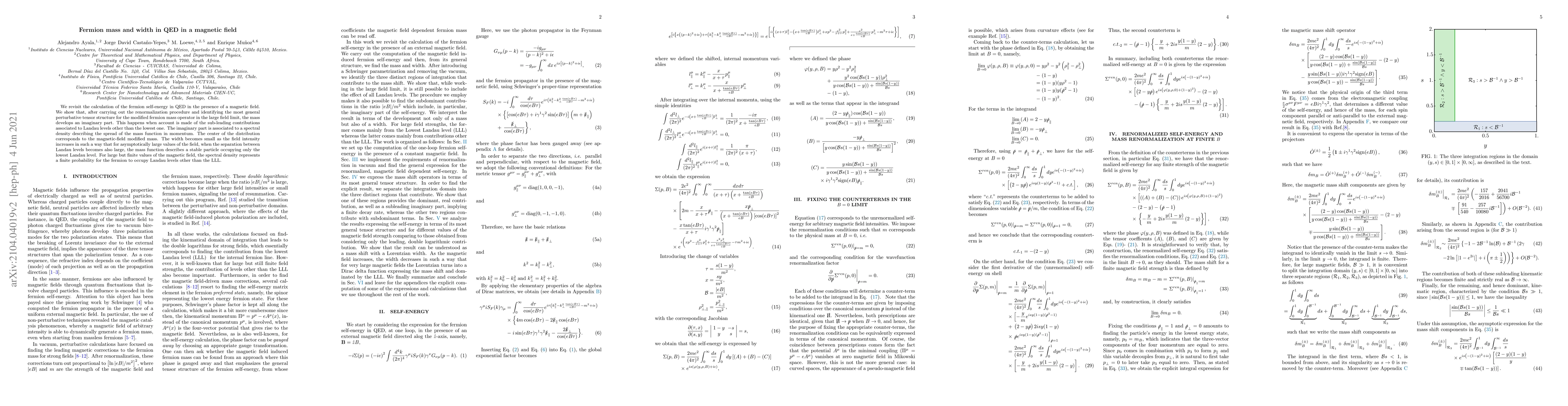 Thumbnail for Fermion mass and width in QED in a magnetic field