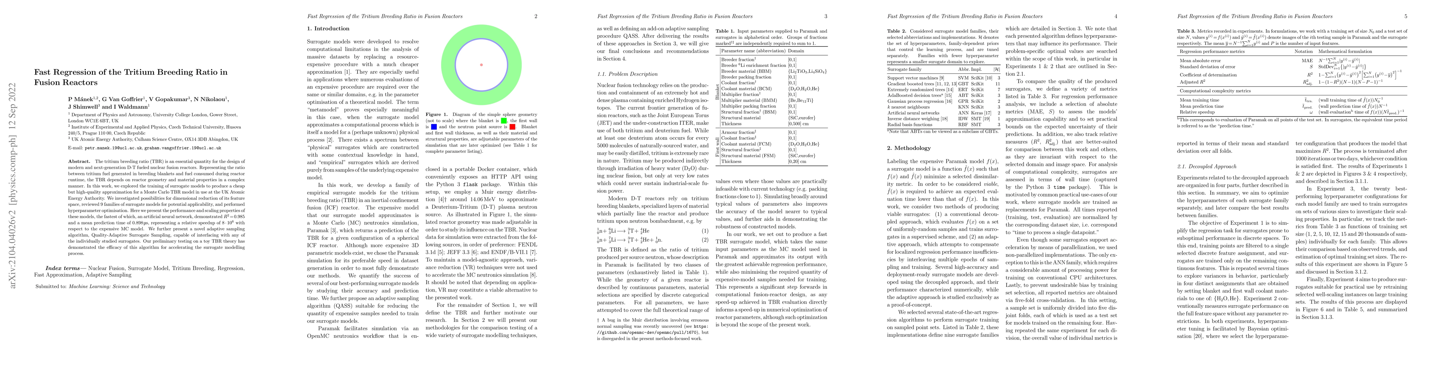 Thumbnail for Fast Regression of the Tritium Breeding Ratio in Fusion Reactors
