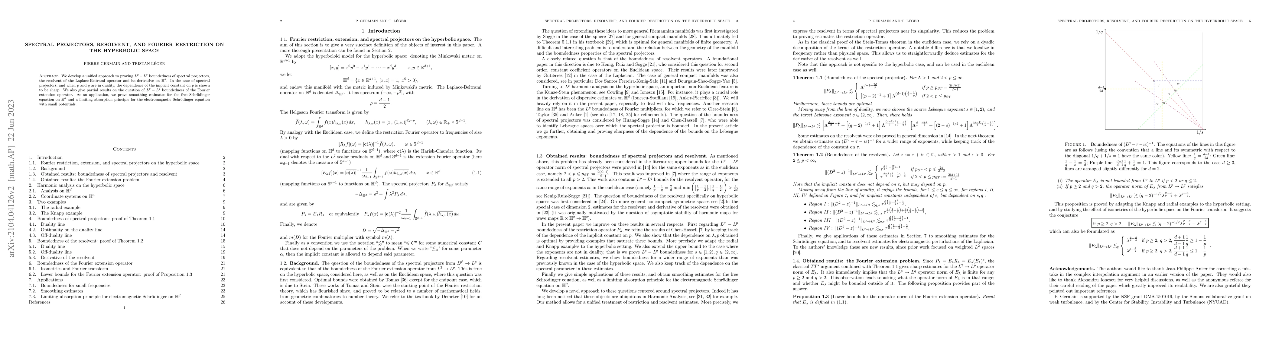Thumbnail for Spectral projectors, resolvent, and Fourier restriction on the
  hyperbolic space