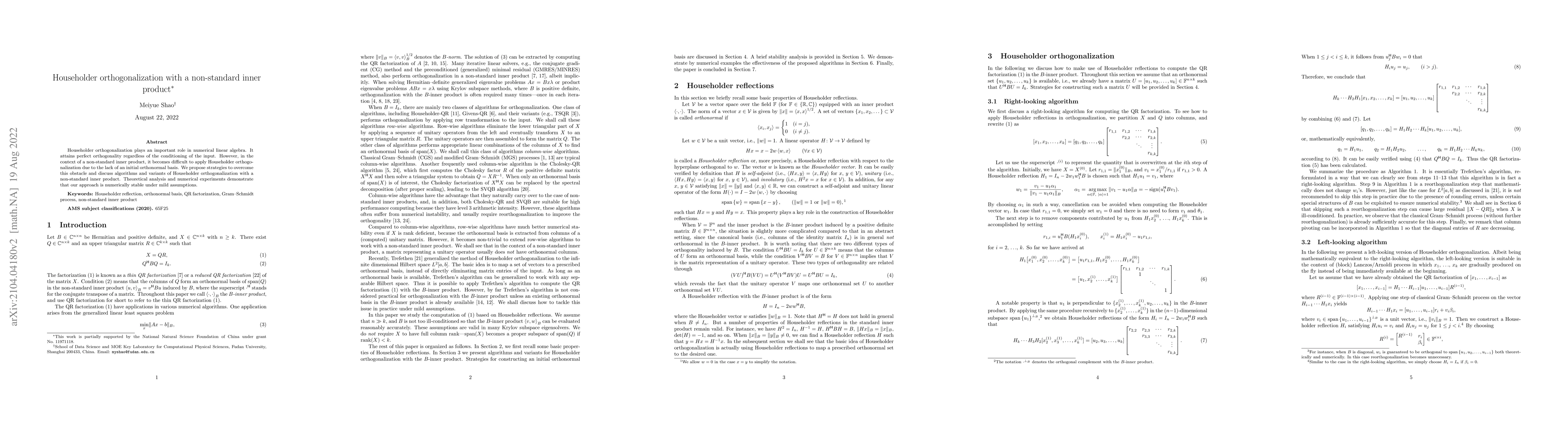Thumbnail for Householder orthogonalization with a non-standard inner product