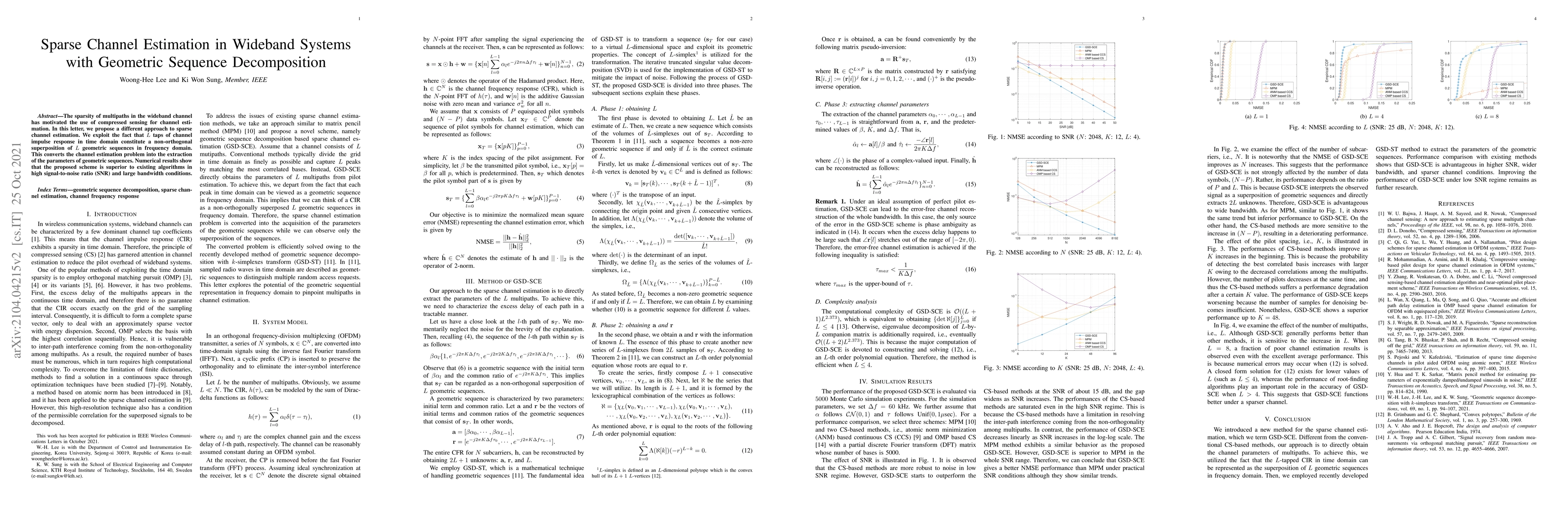 Thumbnail for Sparse Channel Estimation in Wideband Systems with Geometric Sequence
  Decomposition