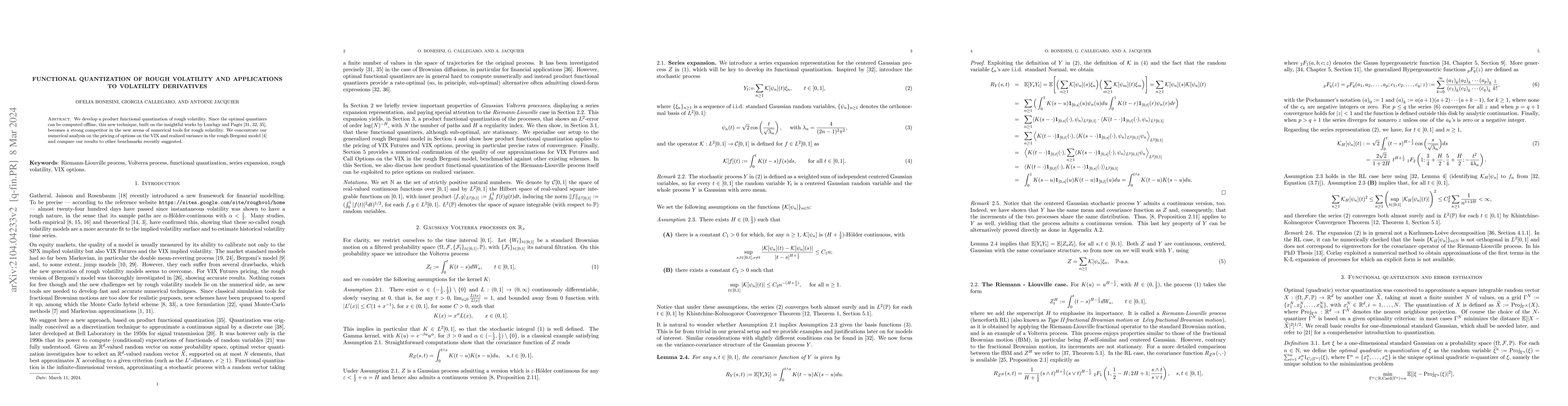 Thumbnail for Functional quantization of rough volatility and applications to
  volatility derivatives