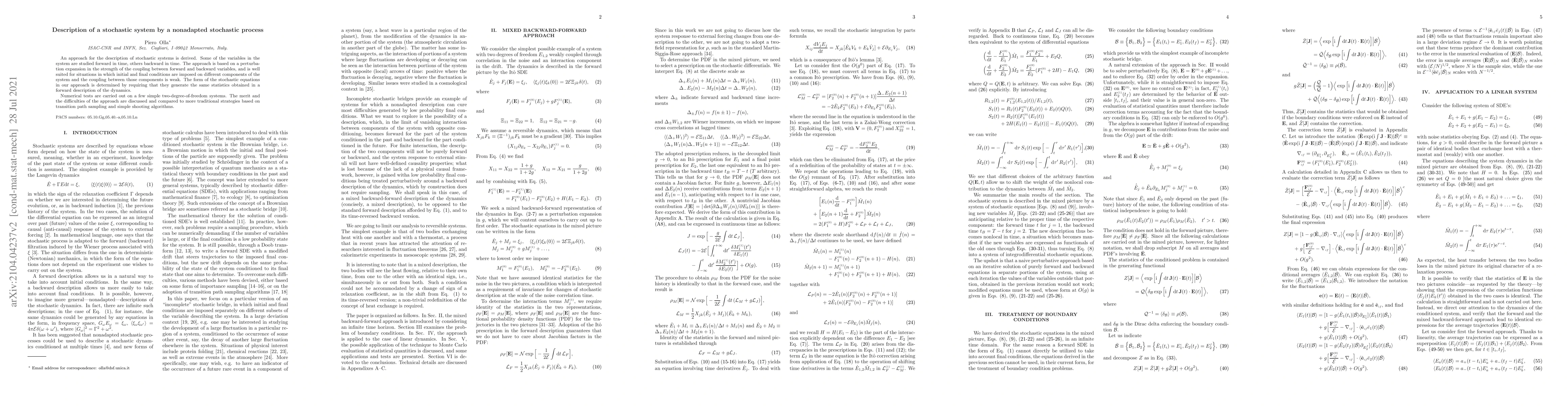 Thumbnail for Description of a stochastic system by a nonadapted stochastic process