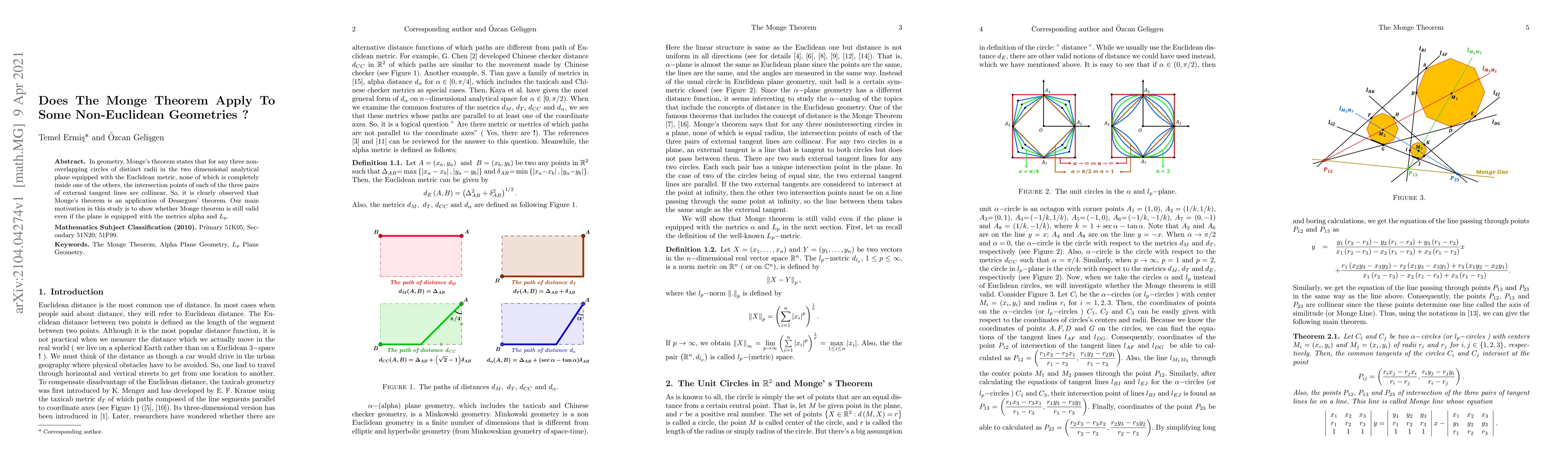 Thumbnail for Does The Monge Theorem Apply To Some Non-Euclidean Geometries ?