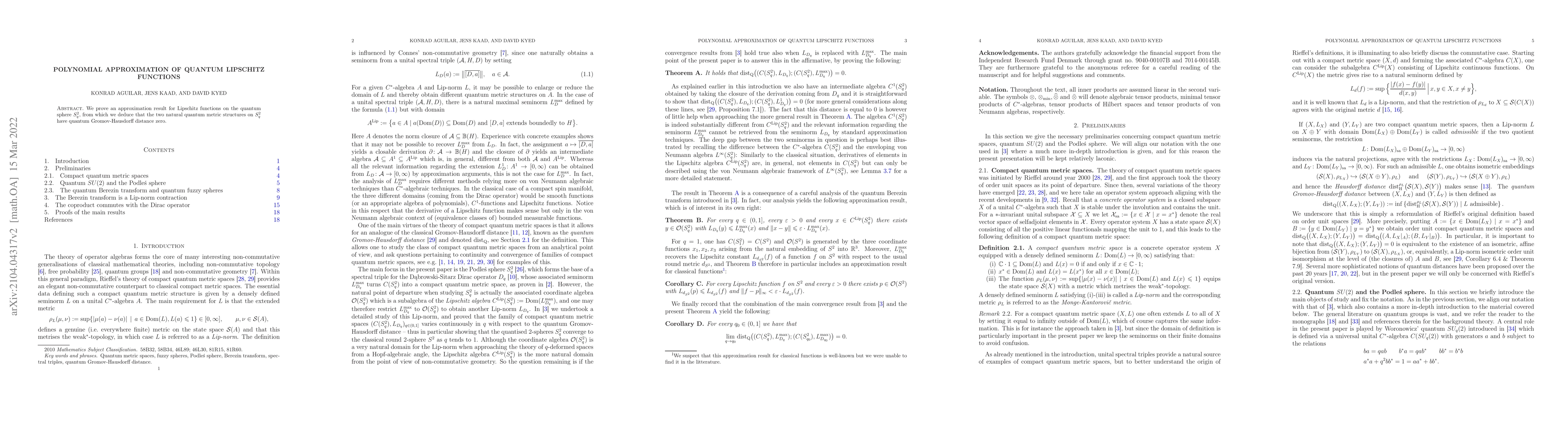 Thumbnail for Polynomial approximation of quantum Lipschitz functions