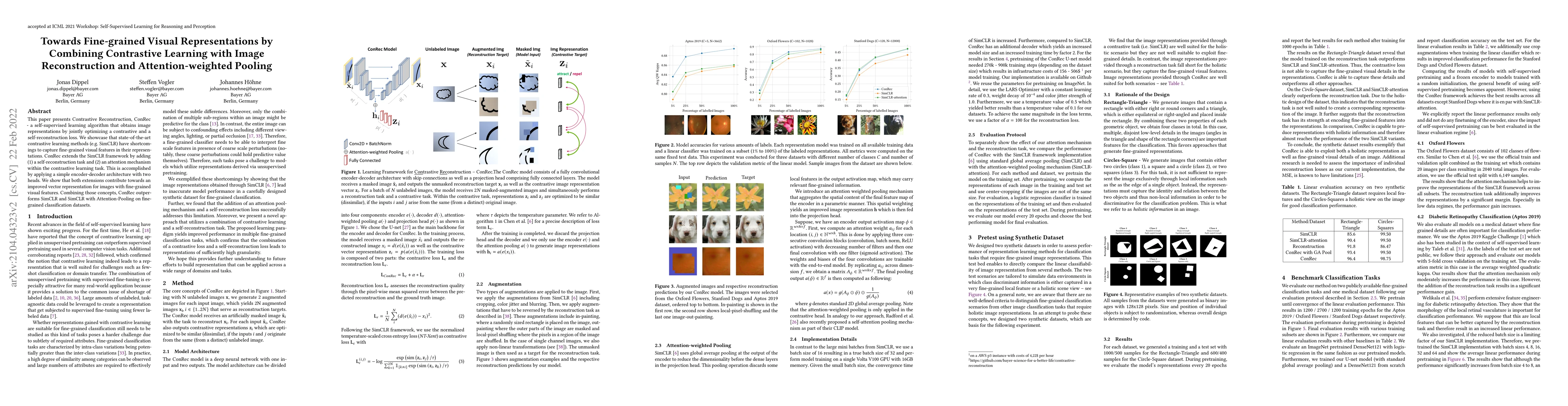Thumbnail for Towards Fine-grained Visual Representations by Combining Contrastive
  Learning with Image Reconstruction and Attention-weighted Pooling