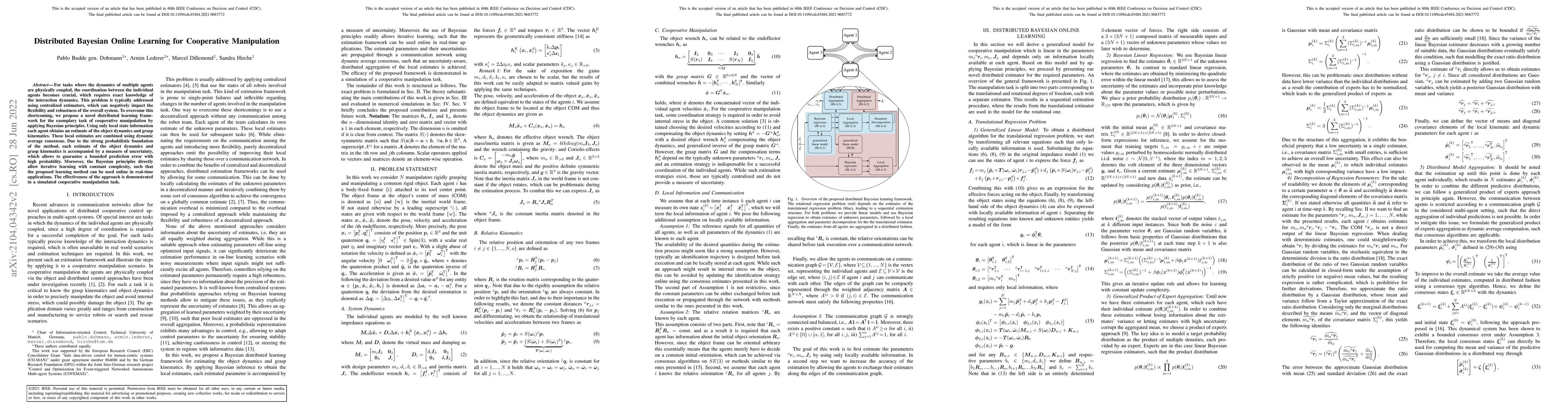 Thumbnail for Distributed Bayesian Online Learning for Cooperative Manipulation