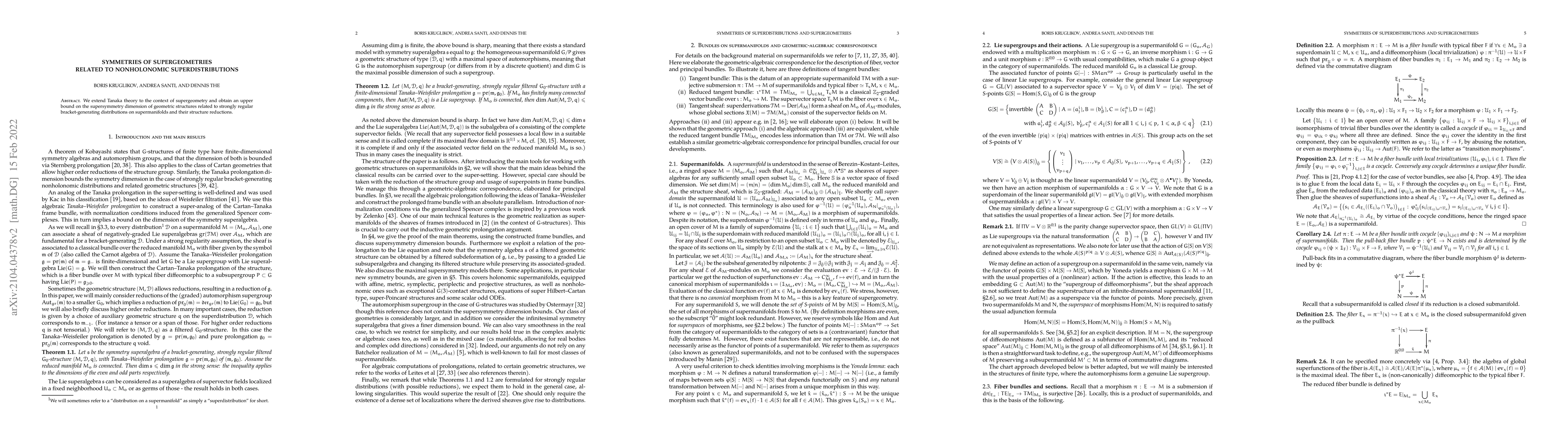 Thumbnail for Symmetries of supergeometries related to nonholonomic superdistributions